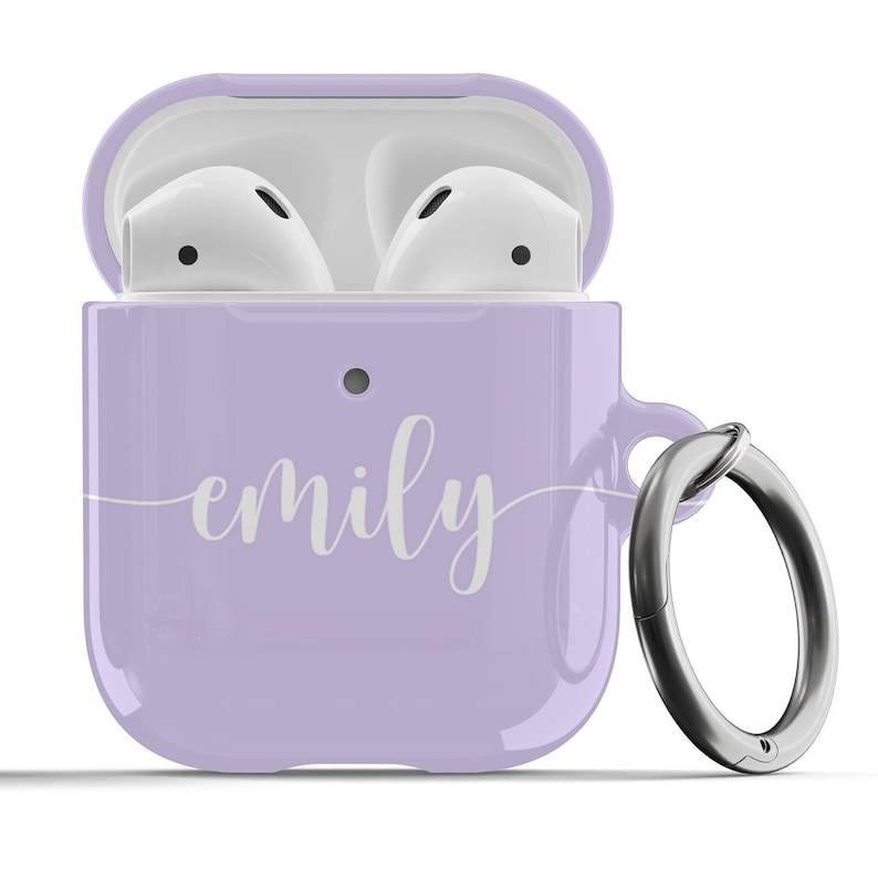 Personalised AirPod Case Cover Shell for Airpods 1 2 & Pro 1 Name Monogram Purple image 2