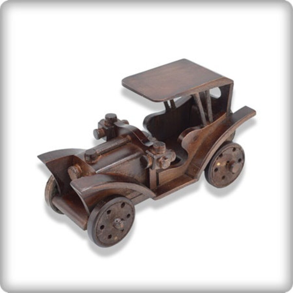 Schüttelnder Holzmann Auto Figur - Magnetische Dashboard Dekoration - 8,1cm Handgemacht