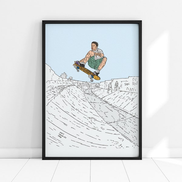 Skateboard A3 poster art print on 350gsm recycled uncoated card - Matt Hensley