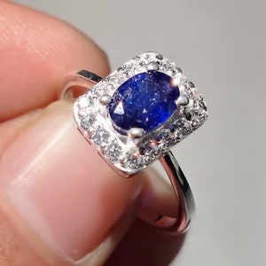 Natural Blue Sapphire Ring Engagement Solid 925 Sterling Silver Rings Stackable Promise Rings Genuine Blue Sapphire Rings For Women