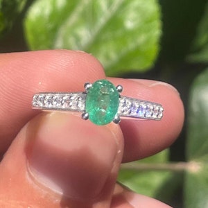 natural emerald ring stacking may birthstone gemstone jewelry 925 sterling silver