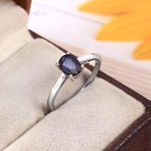 natural blue sapphire ring stackable gemstone jewelry solid 925 sterling silver women