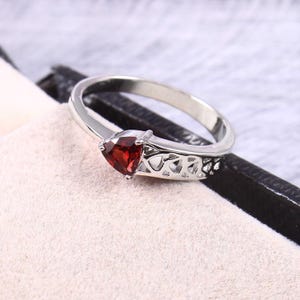 January birthstone natural garnet ring stacking solid 925 sterling silver gemstone women jewelry