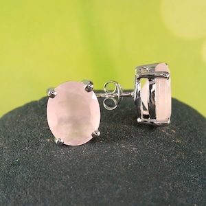 Boucles d&#39;oreilles en quartz rose en argent sterling 925 massif femme bijoux