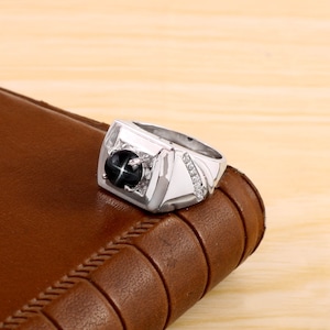 black star ring statement solid 925 sterling silver gift for him