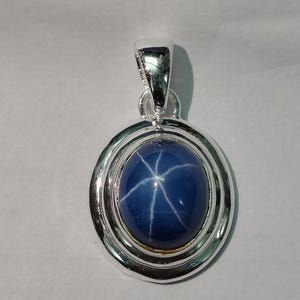 blue star sapphire pendent blue gemstone jewelry solid 925 sterling silver Christmas gifts