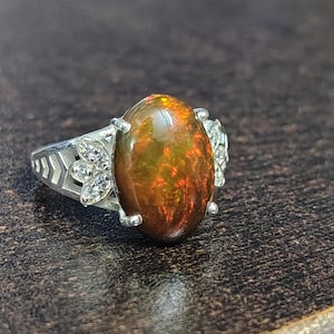 Natural Black Fire Opal Ring Solid 925 Sterling Silver Gorgeous Black Opal Rings For Women