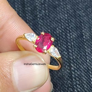Naturlig rosa rubinring Handgjord 925 sterlingsilverring Statement Äkta rubinringar för kvinnor