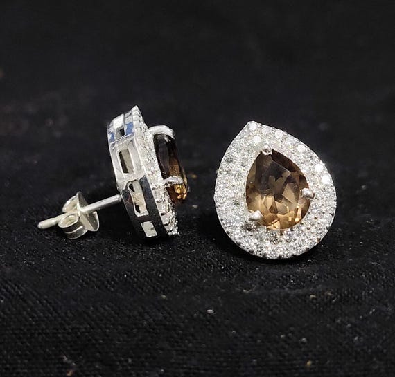 Orecchini A Bottone In Argento 925 Con Quarzo Arcobaleno Mistico 9x11 Mm - Gioielli Donna Eleganti Per Matrimonio