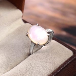mother of pearl ring statement solid 925 sterling silver june birthstone engagement stacking simple every day use ring