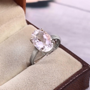 Rock Crystal Quartz Ring Stackable Gemstone jewelry solid 925 sterling silver
