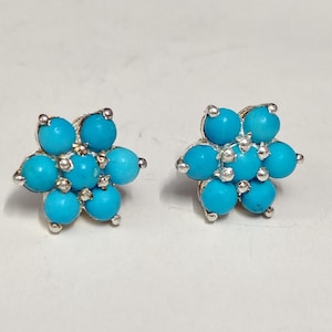 Blume Natürliche Türkis Ohrstecker Verlobung Braut Ohrstecker 925 Sterling Silber Hochzeit Ohrstecker