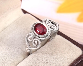 natural ruby ring gemstone july birthstone statement solid 925 sterling silver