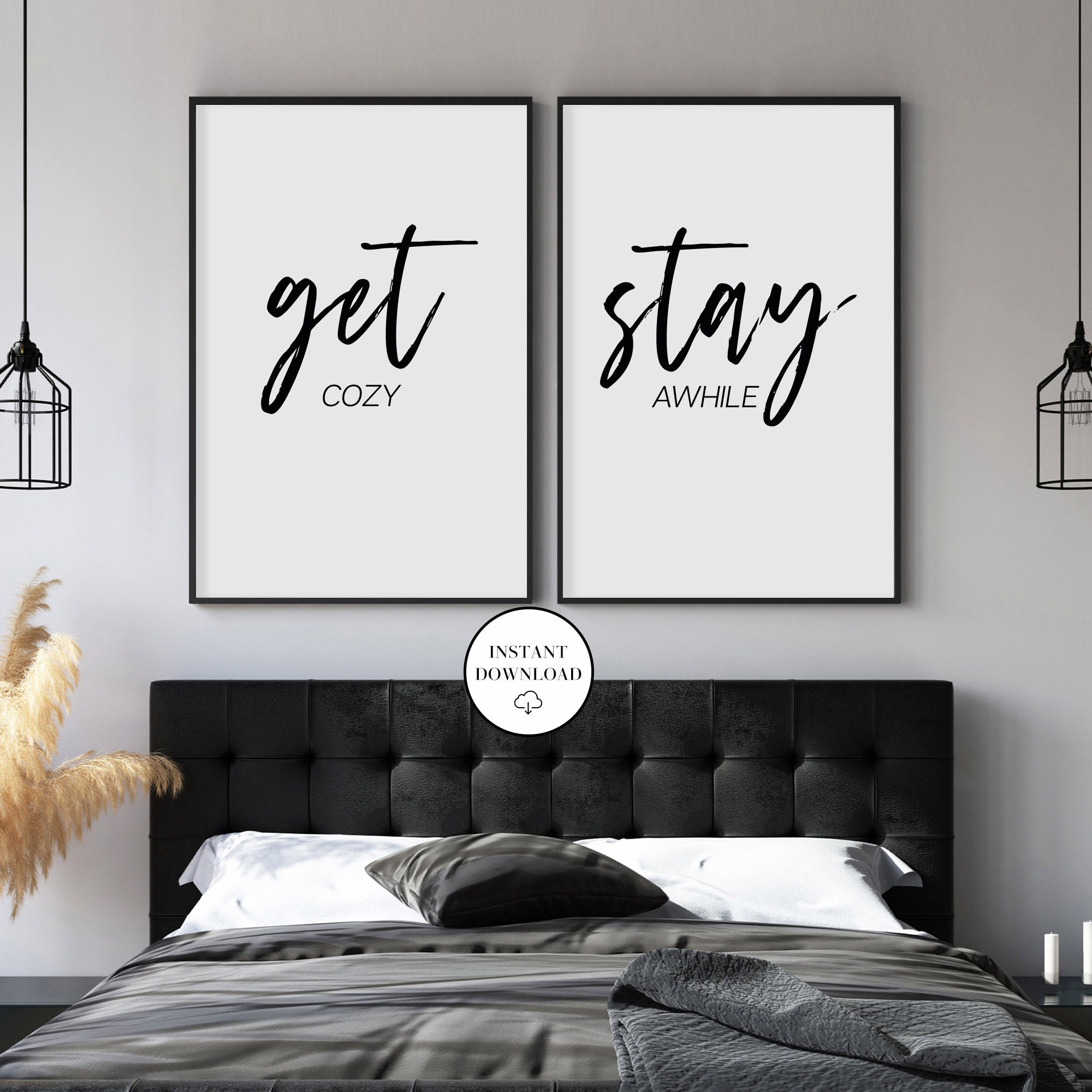 Get Cozy Stay Awhile Wandkunst Gästezimmer Drucke Set | Etsy