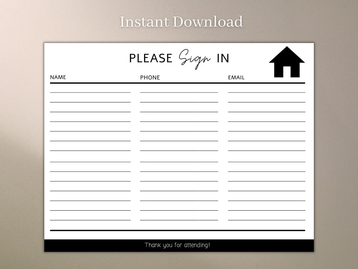 2 printable real estate open house sign in sheet real