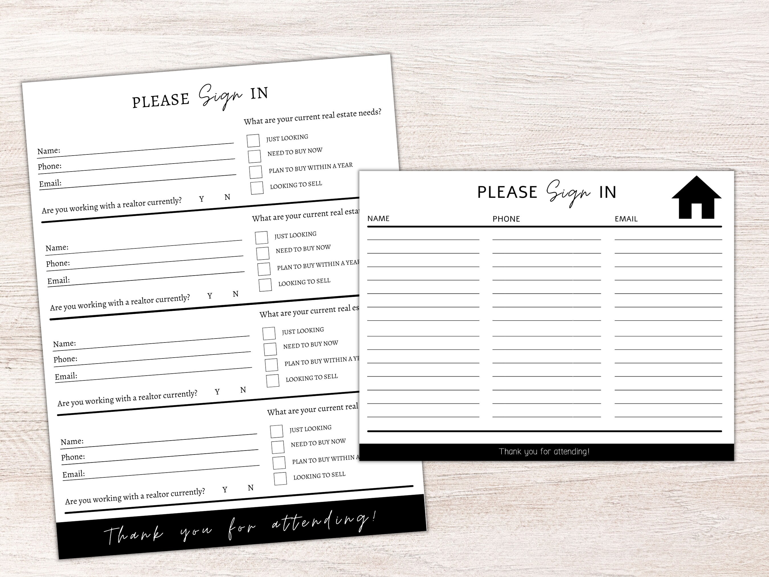 2 printable real estate open house sign in sheet real estate etsy