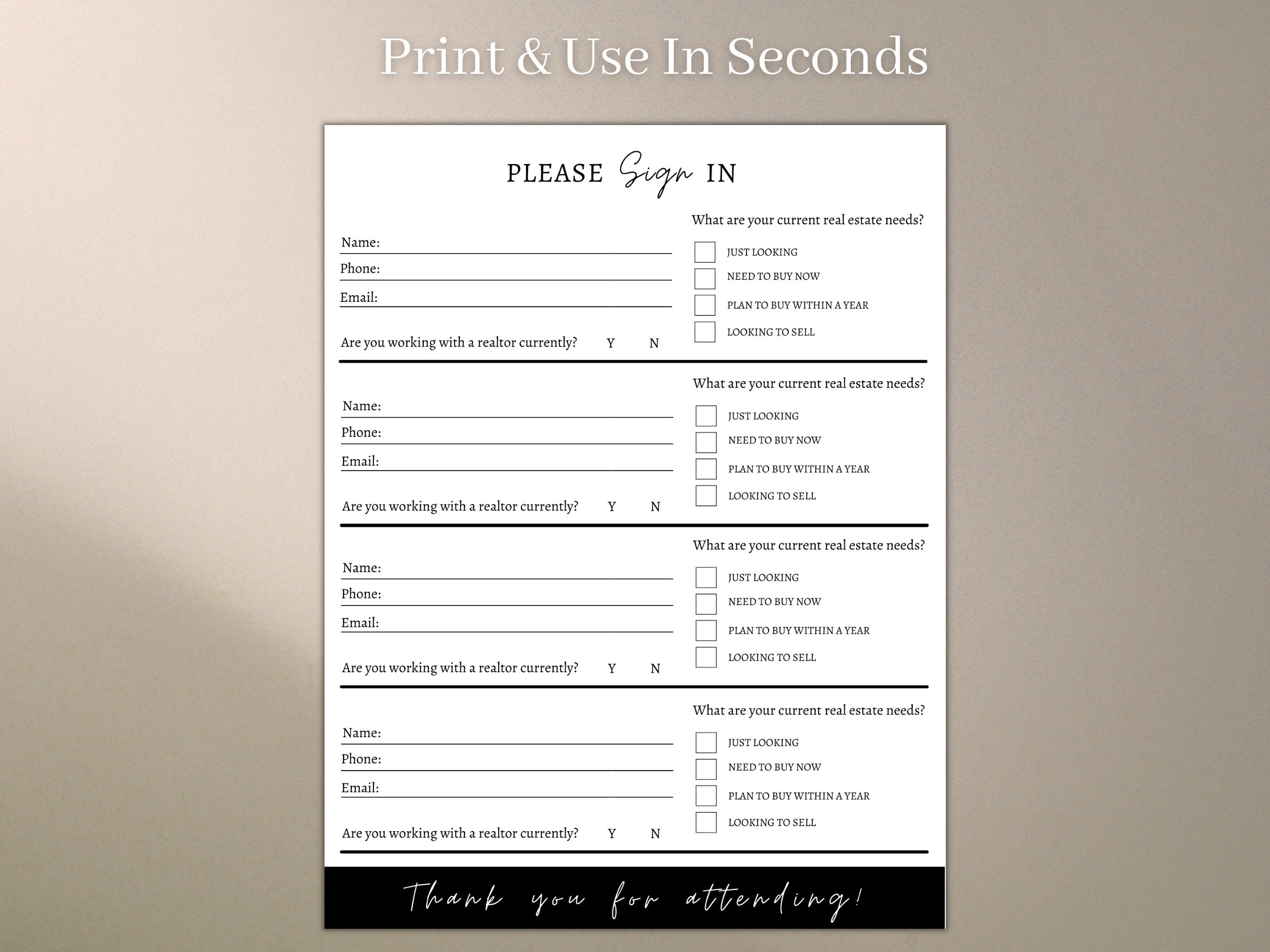2 Printable Real Estate Open House Sign in Sheet, Real Estate Agent ...