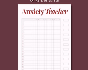 Anxiety Tracker - PRINTABLE Journal Page - Anxiety Log - Habit Tracker - Anxiety Journal - Track Anxiety Worksheet - Printable Planner Page