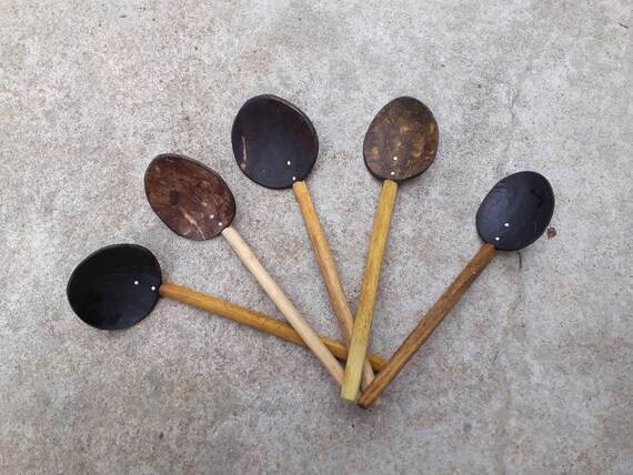 Coconut Shell Spoon Handmade Eco Friendly Natural Kitchen Tools Equipment 
