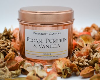 Pumpkin and Toasted Pecan Large 220ml Rose Gold Handmade Vegan Friendly Premium Soy Candle