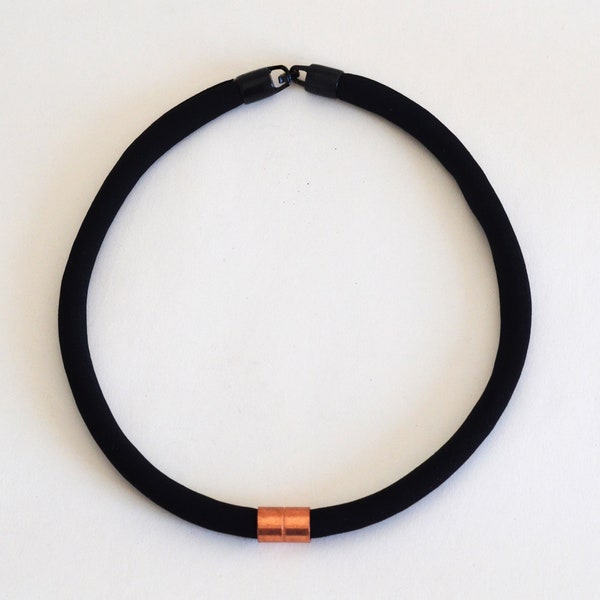 Schwarz kupfer Halskette, Boho Halskette, Moderne Seil Halskette, Einzigartige ethnische Halskette für Frauen, Geschenk für Sie