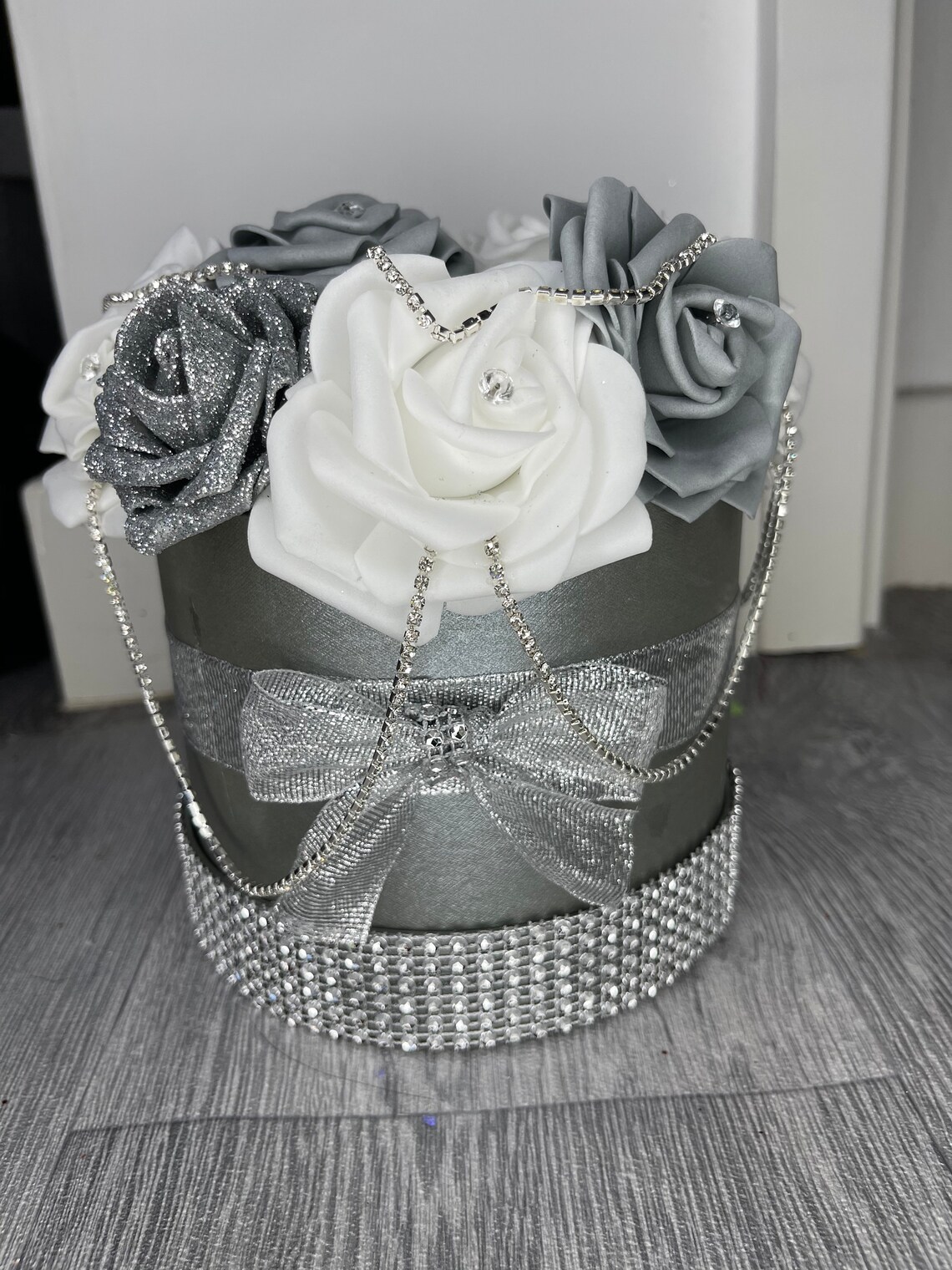 Flower hat box Artificial roses bouquet Bridal Gifts Home Etsy