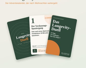 Adventskalender für Paare & Freunde: Das Longevity-Duell, 24 Gesundheits-Challenges als Kartenspiel, mit Jahresplan