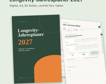 Longevity Jahresplaner 2027 digital: Habit Tracker für Paare & Freunde, 12 Gesundheits-Gewohnheiten, Wochenplaner, PDF für GoodNotes