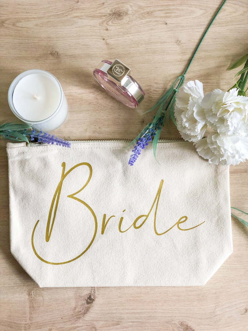 Bride Makeup Bag | Personalised Makeup Bag | Cosmetic Bag | Personalised Gift | Engagement Gift image 2