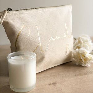Bride Makeup Bag | Personalised Bride Cosmetic Bag | Wedding Gift | Bridal Prep Gift | Makeup Bag Natural