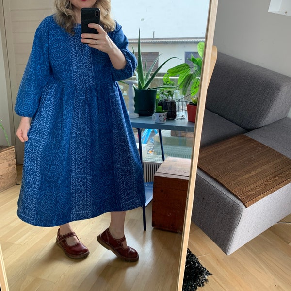 Marimekko fabric. Japan style. Dress made from  recycling Marimeeko fabric.