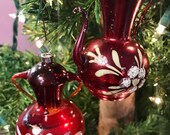 Soviet Samovar Ornaments, Vintage, 1950 s, Hand Blown and Painted