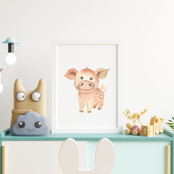 Kinderbild Ferkel, Schwein, Poster, DIN A4, Kinderzimmer