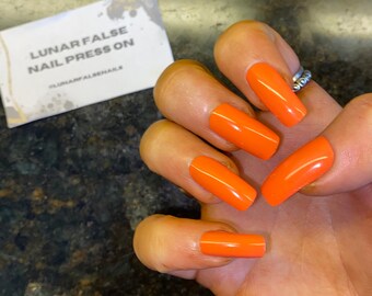 Orange Nails Etsy