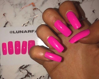 Hot Pink Nails Etsy Hot Pink Nails Etsy