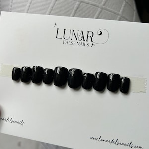 Luxe Black Gel Press on Nails, Custom Press on Nails, Reusable Nails,Stick on Nails, Long Coffin Fake Nails,Black Press on Nails,Fake Nails