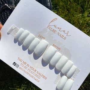 Luxe Heaven White Gel Nails, Custom Press on Nails, Reusable Nails, Stick on Nails, Long Coffin Fake Nails, White Press on Nails, Fake Nails