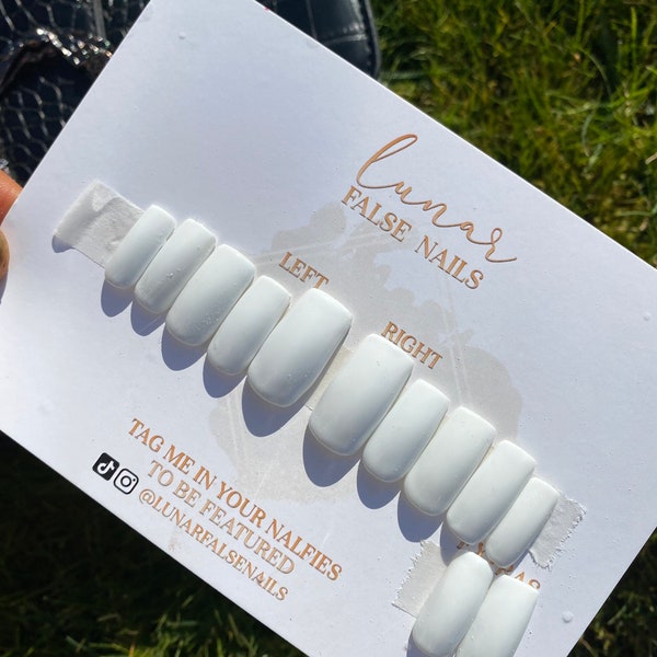 Luxe Heaven White Gel Nails, Custom Press on Nails, Reusable Nails, Stick on Nails, Long Coffin Fake Nails, White Press on Nails, Fake Nails