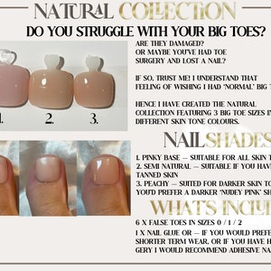 Big Toe Natural Collection, False Gel Nails,Custom Press on Nails, Reusable Nails,Stick on Nails, False Toe Nails,False Nails, Big Toenails image 3
