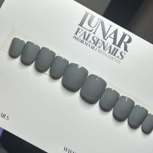 Luxe Medium Grey Press on Nails Gel Nails, Custom Press on Nails, Reusable Nails, Stick on Nails, Grey Press on Nails,Long Square Fake Nail