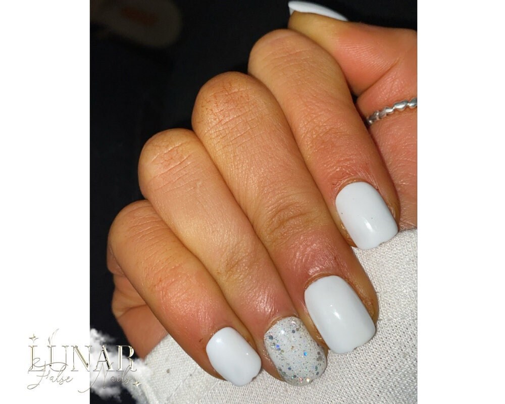 White Glitter Nail Tips for sale | eBay