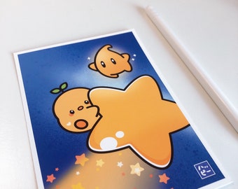 A6 Art Print | Miru and Luna | Cute Postcard | Home Decor | Office Decor | Illustration | Stationery