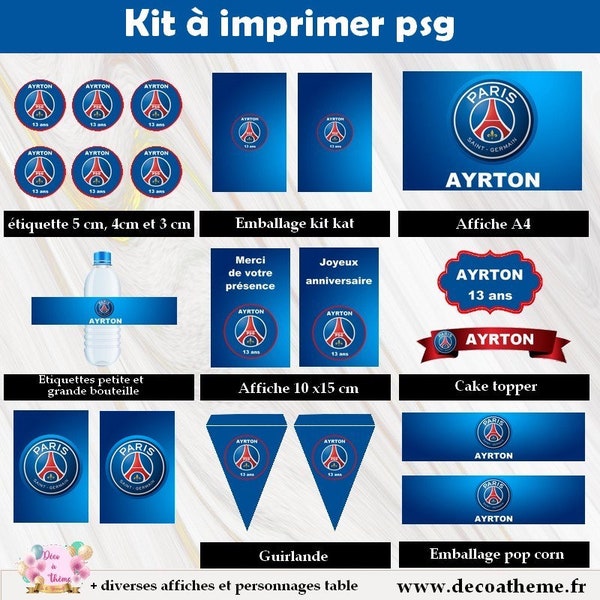 kit anniversaire avec personnalisation thème foot (PSG, OM olympique de marseille), papeterie personnalisée sweet table, déco personnalisée