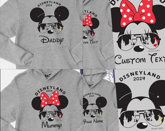 Personalised Disneyland Hoodie Mickey/Minnie Funhouse 2024 Mouse Ears Custom Matching Kids Florida Hooded Sweater America/Paris Gift Jumper