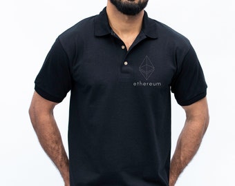 Ethereum Logo Polo Shirt | Eth Cryptocurrency Trader Shirt | Forex Stock Trading Shirt For Miner/Investor Blockchain- Unisex Shirt