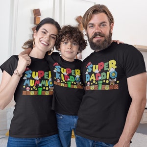 SUPER Mummio Daddio Kiddo T-SHIRT Mum/Dad/Papa/Kid Family MATCHING Super Mothers Day/Fathers Mummy Daddy Son Boys/Girls Mommio Gift Tee Tops