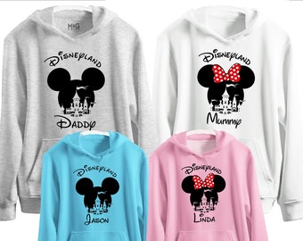 Disneyland Hoodies, Personliga Namn Mickey & Minnie Disneyworld Hoodie, Mamma Pappa Pojkar Flickor, Familjesemester 2026 Tröjor