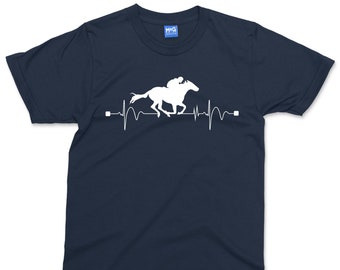 Heart Beat Pulse Horse Riding T-shirt, Equestrian Riders Shirt, Pony Riding Graphic Tee, Racer Horsemen Trendy T-shirt, Horse Riders Gift