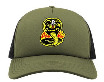 Cobra Kai Trucker Cap | Cobra Kai Gifts | Karate Kid Baseball Hat Retro TV MMA Fan | Kobra Kai Gift For Him Dad Cobra Hats | Unisex Adult