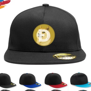 Dogecoin Logo Snapback Cap | Funny Cryptocurrency Meme Coin | Doge Coin Crypto Hat | Hodl Crypto Investor Trader | Dogecoin User Hodler Gift